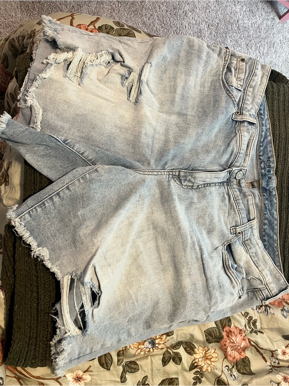 torrid Light Blue Distressed Boyfriend Jeans Shorts